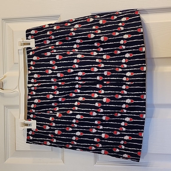 Lilly Pulitzer Nautical Navy Swim Lanes Skirt Gold Anchor Pulls Women's Size 2 - Picture 9 of 17
